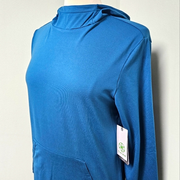 NWT GAIAM Bliss Balance Pullover Hoodie Submerged Teal Turquiose SlimFit Small - Picture 2 of 10